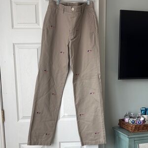 Vineyard Vines Khaki Chinos with Embroidered  patriotic whales